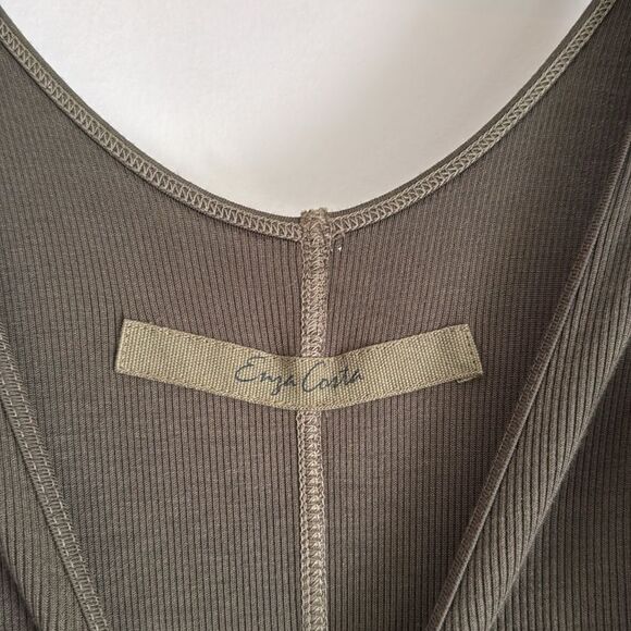 Enza Costa Ribbed Midi Tank Dress Stretch Casual Dark Green - Picture 4 of 4